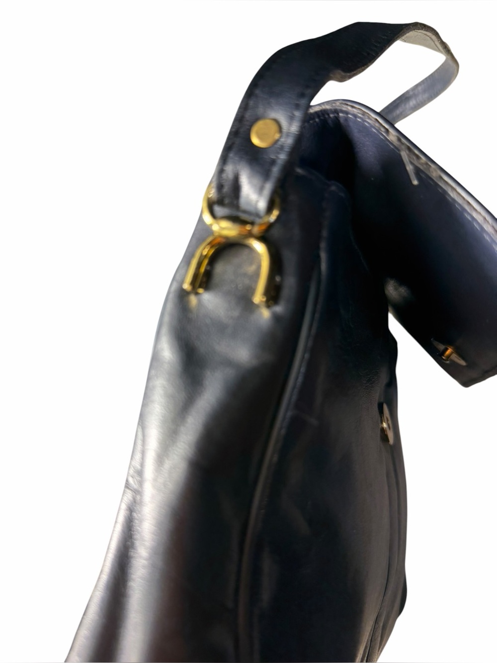 Etienne Aigner Vintage 80s Y2K Bag genuine Leather Navy Shoulder Handbag EUC - Picture 6 of 15
